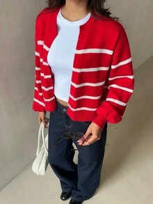 Glamine 2026 Spring/Autumn New Gradient Color Fashion Party Elegant Style Women's Cardigan Sweater - Red and White - View 7