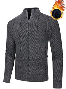 Manfinity Homme Men's Lightweight Half-Zip Knit Sweater, Long Sleeve Pullover, Fall/Winter - Dark Grey - View 1
