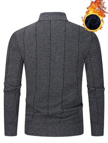 Manfinity Homme Men's Lightweight Half-Zip Knit Sweater, Long Sleeve Pullover, Fall/Winter - Dark Grey - View 3