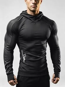 Acti Log Men's Slim Fit Hooded Outdoor Sports Sweatshirt, Gym - Black - View 3