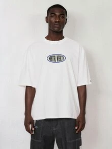 FORM&CHAOS Men's Streetwear Loose Fit Pure Cotton White T-Shirt - White - View 5