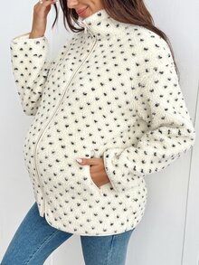 SHEIN 孕婦休閒三合一外套，適合秋冬季節 - 杏色 - 查看 2