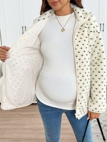 SHEIN 孕婦休閒三合一外套，適合秋冬季節 - 杏色 - 查看 11