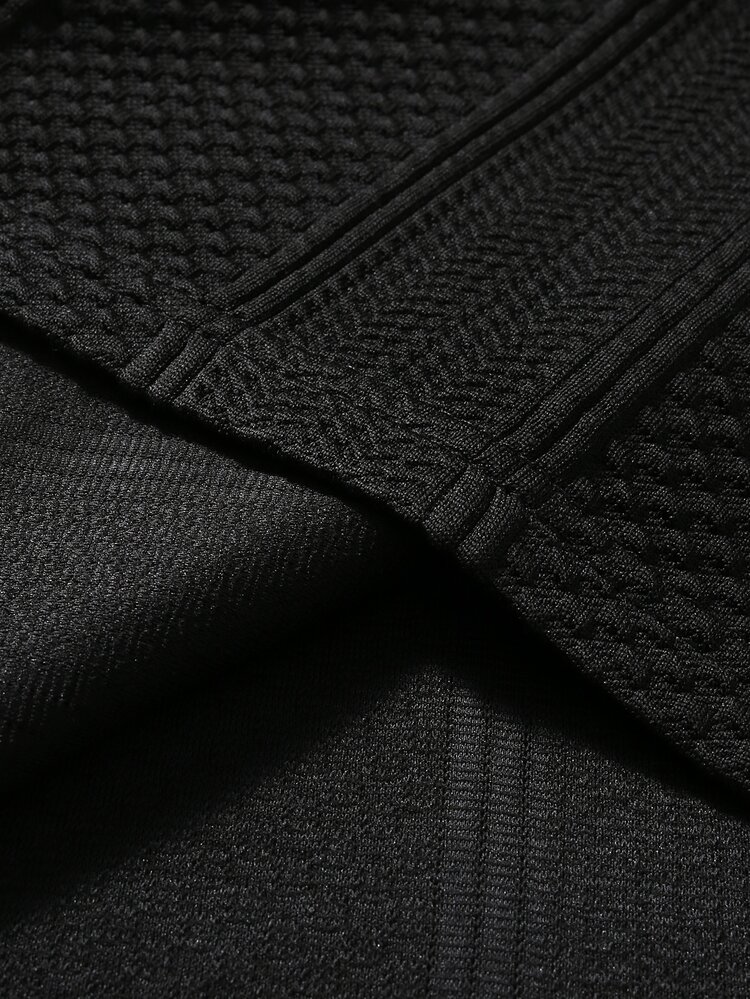 Manfinity Homme Men Textured Knit Contrast Trim Polo Shirt - Black - View 6