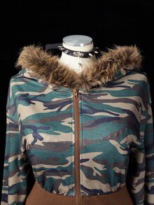 Sunspun Distressed Elf Wasteland Camouflage Hooded Jacket, Nomadic Textured Double Layer Layered Jacket, Distressed Frayed Edge Loose Oversize Functional Top, Elf Wasteland Camouflage Hooded Jacket, Nomadic Double Layer Layered Jacket - Army Green - View 4