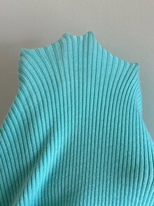 SHEIN EZwear Women's Deep Teal Lace Patchwork Knit Top Brunch Tea Party Autumn French Elegant - Mint Green - View 2