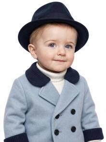 SHEIN Baby Boy British Style Peter Pan Collar Double Breasted Overcoat - Royal Blue - View 4