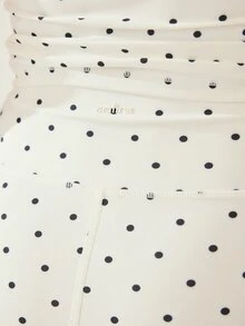 Aralina Leisurewear Active Women's 2pcs Polka Dot Print Short Sleeve Zipper Front Top And Shorts Sports Two Piece Set - Black and White - View 9