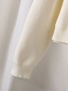 SHEIN Suéter casual versátil de unicolor para niña preadolescente - Blanco - Ver 3