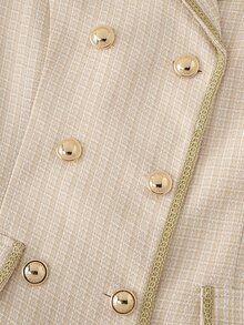 LUMIGAL Women's Elegant Commuter Long Sleeve Ribbon Patchwork Double-Breasted Jacket - Multicolor - View 8