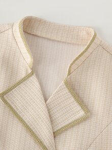 LUMIGAL Women's Elegant Commuter Long Sleeve Ribbon Patchwork Double-Breasted Jacket - Multicolor - View 5