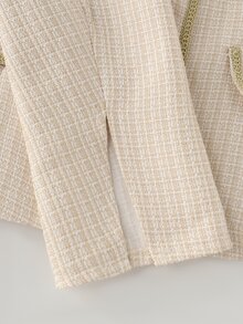 LUMIGAL Women's Elegant Commuter Long Sleeve Ribbon Patchwork Double-Breasted Jacket - Multicolor - View 6