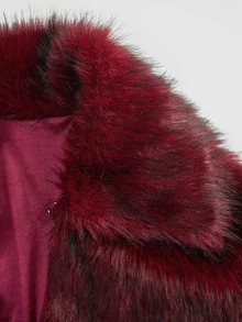 ROMWE Fall/Winter Y2K Sexy Loose Faux Fur Jacket For Women - Burgundy - View 13