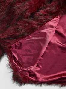ROMWE Fall/Winter Y2K Sexy Loose Faux Fur Jacket For Women - Burgundy - View 15