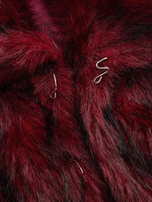 ROMWE Fall/Winter Y2K Sexy Loose Faux Fur Jacket For Women - Burgundy - View 14