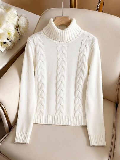 SHEIN Tween Girls Sweaters Long Sleeve High Neck Pullover Sweater