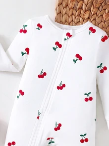 [Randomly Sent 1 Set]New Baby Girl Cute Sweet Floral Heart Print All-Over Pattern Bean Paste Solid Color Knitted Fabric Snug Fit Casual High Fall - Multicolor - View 6