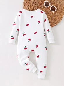 [Randomly Sent 1 Set]New Baby Girl Cute Sweet Floral Heart Print All-Over Pattern Bean Paste Solid Color Knitted Fabric Snug Fit Casual High Fall - Multicolor - View 3