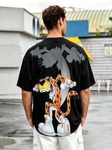 Cheetos X SHEIN Manfinity Dauomo 男士休閒卡通與字母圖案圓領短袖T恤，夏季 - 彩色 - 查看 2