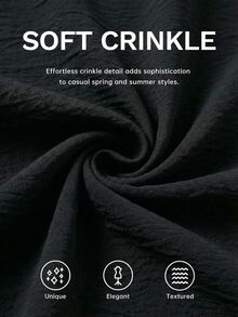 Shapeblank 女款大尺碼黑色夏季休閒正式度假套裝，時尚寬鬆大碼口袋荷葉袖登山洋裝 - 黑色 - 查看 9
