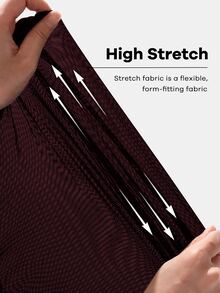 Shapeblank Plus Size Women's Burgundy Summer Smart Casual Everyday T-Shirt, Stretchy Comfortable Ruched Waist Asymmetric Hem Short Sleeve Curve Tops - Burgundy - View 9
