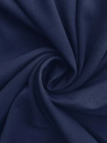 Shapeblank Plus-Size Women's Summer Smart Casual Navy Blue Two Pieces Set,Fashionable Stretchy Off-Shoulder Short-Sleeved Top&Wide-Leg Pants Vacation Outfit - Navy Blue - View 9