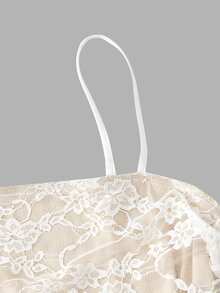 SHEIN MOD Romantic Lace Sexy Spaghetti Strap Dress With Ruffle Trim - Multicolor - View 7