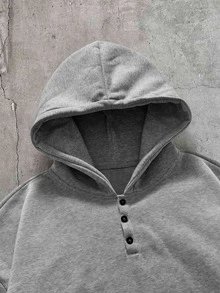 AXEPEAK Setelan Kasual Sehari-hari Pria: Hoodie Lengan Panjang Warna Polos dan Celana Olahraga - Grey - View 5