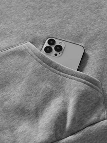 AXEPEAK Setelan Kasual Sehari-hari Pria: Hoodie Lengan Panjang Warna Polos dan Celana Olahraga - Grey - View 8