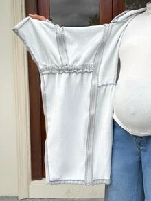 SHEIN Áo khoác 3 trong 1 cho bà bầu, màu trơn, phong cách thường ngày, mặc hằng ngày - Xám - Xem 7