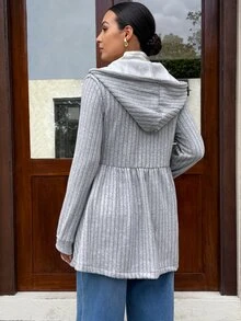 SHEIN Áo khoác 3 trong 1 cho bà bầu, màu trơn, phong cách thường ngày, mặc hằng ngày - Xám - Xem 2