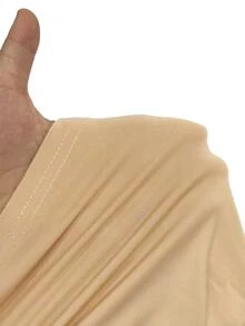 INAWLY 女式纯色修身休闲百搭不对称腰部设计长裤 - 卡其色 - 查看 5