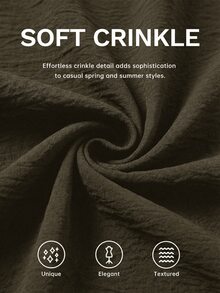 Shapeblank Plus Size Fashion Vacation Round Neck Pleated Pocket Dress For Commuting And Office - Army Green - View 9