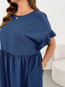 Shapeblank Plus-Size Women's Spring/Summer Casual Traditional Form Loose Comfortable Everyday All-Match Versatile Slimmi Vacation Navy Blue Formal Brunch - Blue - View 7