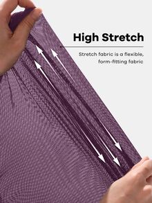 Shapeblank Plus Size Women's Dark Purple Short Sleeve T-Shirt, Autumn Smart Casual Everyday Stretchy Asymmetric Hem Ruched Waist Curve Tops, Tops - Purple - View 8