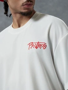 PAVTROS Men's Crew Neck Short Sleeve Letter & Number Graphic Print T-Shirt - White - View 2