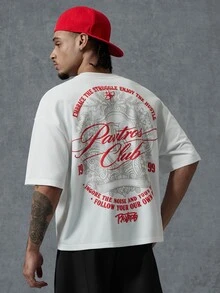 PAVTROS Men's Crew Neck Short Sleeve Letter & Number Graphic Print T-Shirt - White - View 3
