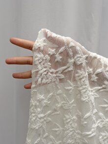 GalTyme 大尺碼女款蕾絲抓褶收腰優雅派對洋裝 - 杏色 - 查看 7