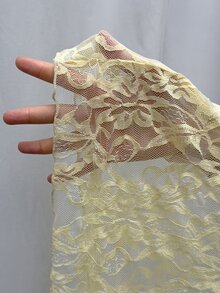 GalTyme Plus Size Elegant Party Solid Color Lace Flare Sleeve Dress Fall - Light Yellow - View 8
