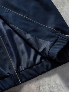 AXEPEAK Men's Letter Print Zipper Front Jacket And Pants Casual Set - Multicolor - View 9