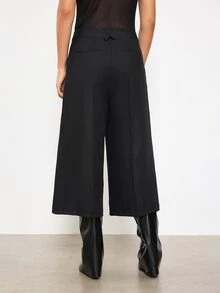 Maija Women's Solid Color Wide Leg Loose Casual Capri Pants,Going Out Office Outfits, Work Outfits For Women,Fall Clothes - Black - View 2
