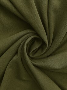 Shapeblank Plus Size Women Solid Color Asymmetric Shoulder Pleated Top And Pocket Wide Leg Pants Casual Business Casual 2 Pieces Set Olive Green - Army Green - View 9