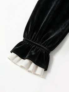 GlowEve CURVE Plus Size Women's Elegant Ruffle Hem Top And Skirt 2 Pieces Set For Daily Commute - Black and White - View 6