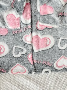 SHEIN Tween女孩卡通刺繡針織雙面抓絨連帽睡衣，冬季女孩幼兒睡衣，蓬鬆秋季睡袍 - 淺灰色 - 查看 6
