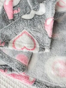 SHEIN Tween女孩卡通刺繡針織雙面抓絨連帽睡衣，冬季女孩幼兒睡衣，蓬鬆秋季睡袍 - 淺灰色 - 查看 7