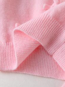 Young Girl Fashionable Versatile Cute Bow Decor Sweater & Knitted Pants Set Autumn Winter - Pink - View 7