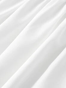SHEIN MOD Plus Size Off-Shoulder Ruffle Sleeve White Dress Pleated With Flowy Short Autumn Women's Casual Soft Form Brunch Vacation Wedding Guest - White - View 2