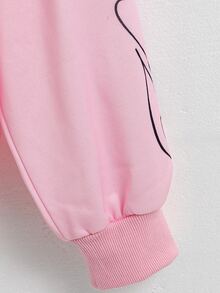 SHEIN 青少年女孩長袖抓絨保暖內裡連帽衛衣套裝，寬鬆針織復古抓褶花卉背心，冬季服飾，Sixth Form 正式粉色 - 粉色 - 查看 8