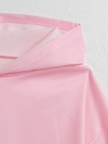 SHEIN 青少年女孩長袖抓絨保暖內裡連帽衛衣套裝，寬鬆針織復古抓褶花卉背心，冬季服飾，Sixth Form 正式粉色 - 粉色 - 查看 6