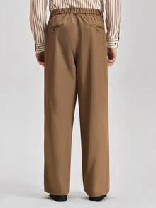 Officeau Men's Old Money Coffee Brown Crease-Resistant Straight-Leg Suit Pants, For Business Formal/ Evening - Coffee Brown - View 7